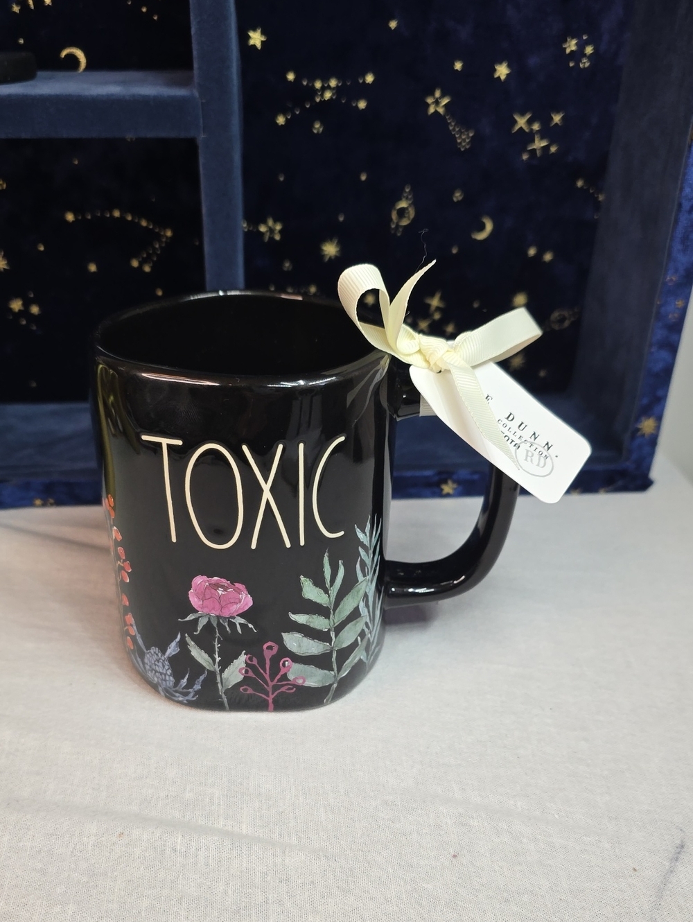 Rae Dunn Black Floral 'TOXIC' Ceramic Mug